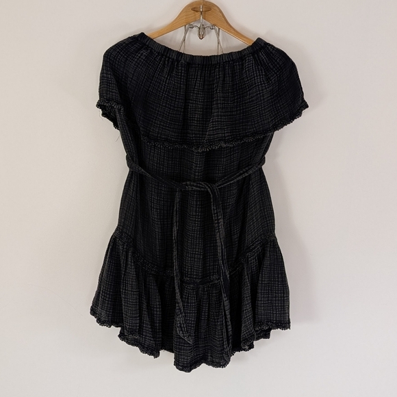 Anthropologie Dress Womens XS Black Wash Malibu Strapless Mini Cotton Gauze - Picture 1 of 11
